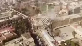 اولین تصاویر هوایی از محل حادثه آتش سوزی ساختمان پلاسکو 