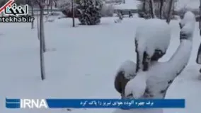 فیلم/ برف پاییزی تبریز را سفیدپوش کرد