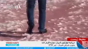  چرا دریاچه مهارلوی شیراز قرمز شد؟