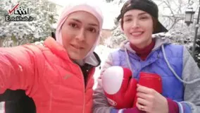  فیلم / تمرین وشووی بهنوش طباطبایی با الهه منصوریان در برف
