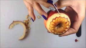 Art In Apple Flower Carving For Beginners -تزیین دالبری سیب برای مبتدی ها