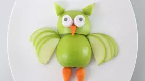 Art In Apple Owl Bird تزیین سیب به شکل جغد