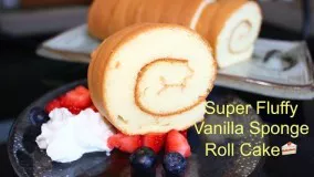 How to Make Super Soft Vanilla Sponge Roll Cake |  کیک اسفنجی رولی