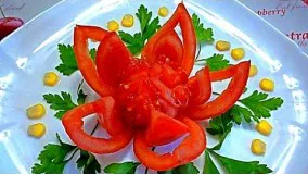 آشپزی مدرن-تزیین سبزیجات-تزیین گوجه