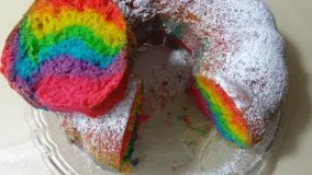 آموزش شیرینی پزی- طرز تهیه کیک رنگین کمان