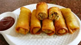 آشپزی مدرن-تهیه اسپرینگ رول مرغ لذیذ-افطار رمضان