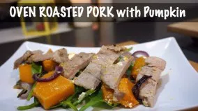 آشپزی آسان-گوشت خوک گریل شده با کدو حلوایی و سبزی‌جات