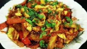 آشپزی آسان - خوراک گوشت مرغ با سبزی