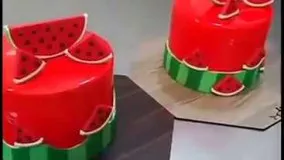 کیک پزی-تزیین کیک بصورت هندوانه