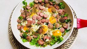 آشپزی آسان- تخم مرغ و سوسیس