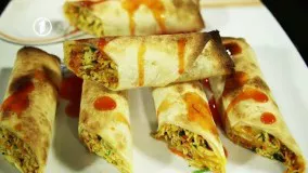 آشپزی مدرن - نان توتیلا و گوشت مرغ با سبزی