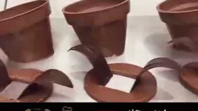 تهیه دسر-تزیین با شکلات  گلدان