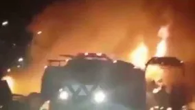 تصادف اتوبوس سنندج-انفجار تانکر حامل سوخت در سنندج