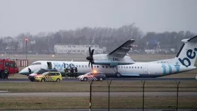تخلیه هواپیما در فرودگاه آمستردام پس از سقوط روی باند