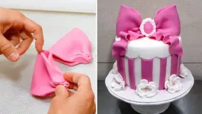 ایده تزیین کیک تولد دخترونه-جعبه کادو