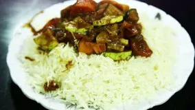 آشپزی ایرانی - سیر پلو با قورمه سبزی