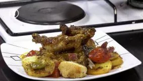 آشپزی آسان -  طرز تهیه  مرغ تنوری و سبزیجات