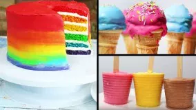پخت کیک-کیک آسان-رنگین کمان