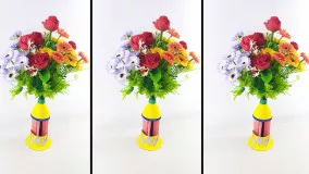 ساخت گلدان زیبا از بطری های پلاستیکی