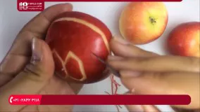 آموزش میوه آرایی سیب به شکل لاک پشت
