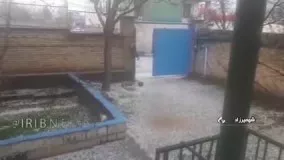 بارش سنگین تگرگ در شهمیرزاد سمنان