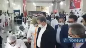 حضور جهانگیری در کارخانه تولید ماسک