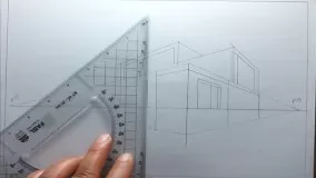 طراحی ساده نمای ساختمان در پرسپکتیو دو نقطه ای (2)