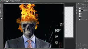 آموزش رایگان فتوشاپ : ایجاد کاراکتر مرد آتشین لرنینگ24 - l24.ir