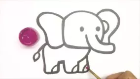 آموزش نقاشی حیوانات برای کودک | نقاشی فیل با رنگ آمیزی