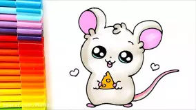 آموزش نقاشی حیوانات | نقاشی موش زیبا
