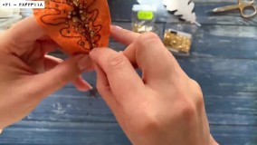 آموزش جواهر دوزی - نحوه آموزش جواهر دوزی - آموزش گل سینه برگ پاییزی