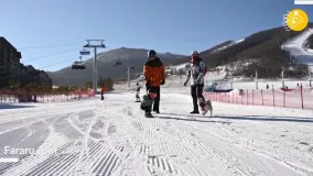 مهارت عجیب کودک نوپا در اسنوبرد سواری