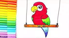 آموزش نقاشی حیوانات : نقاشی فوق العاده زیبای طوطی