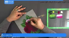 نقاشی روی پارچه - طراحی گل رز با رنگ اکلریک