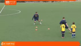 آموزش فوتبال به کودکان - آموزش حرکت با توپ و پاس کاری به کودکان