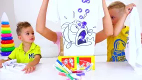 نقاشی روی تیشرت ها با ماژیک - برنامه کودک شاد ودیدنی ولاد و نیکیتا