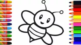 آموزش نقاشی کودکان - نقاشی زنبور عسل - رنگ آمیزی