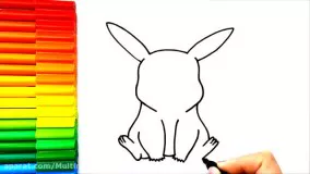 آموزش نقاشی کودکانه _ نقاشی خرگوش خندان با رنگ آمیزی