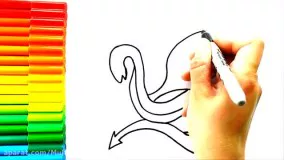 آموزش نقاشی کودکانه بسیار زیبای اژدها (با رنگ آمیزی)