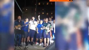 آواز خواندن بازیکنان تیم ملی ایتالیا پس از قهرمانی