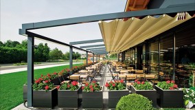 سقف متحرک فودکورت رستوران -حقانی09380039391-زیباترین سایبان جمع شونده تالار پذیرایی