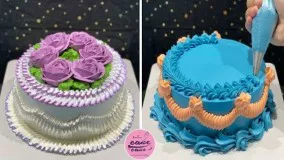 آموزش کیک آرایی فوق العاده زیبا | طراحی کیک بانوان