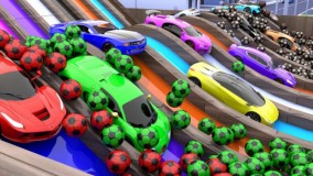 کارتون ماشین های رنگی : رمپ های بزرگ با صدها توپ فوتبال