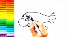 آموزش نقاشی کودکانه | نقاشی هواپیما کودکانه با رنگ آمیزی