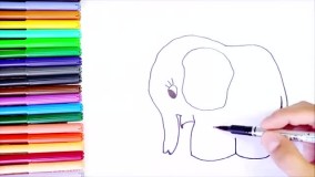 آموزش نقاشی حیوانات _ نقاشی زیبای فیل برای کودکان