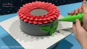 آموزش کیک آرایی بسیار زیبا با طراحی گل های خوشگل