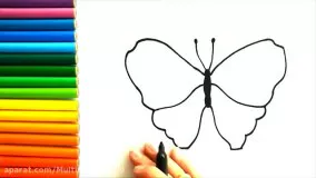 آموزش نقاشی کودکانه | نقاشی حیوانات پروانه زیبا با رنگ آمیزی