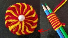 آموزش گلدوزی با مداد | ساخت گل پشمی زیبا با استفاده از مداد