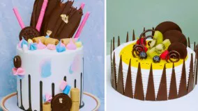 آموزش تزیین کیک تولد : تزیین کیک و دسر شکلاتی