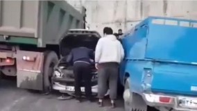 تصادف هولناک ۱۲ خودرو در جاده شیرگاه مازندران